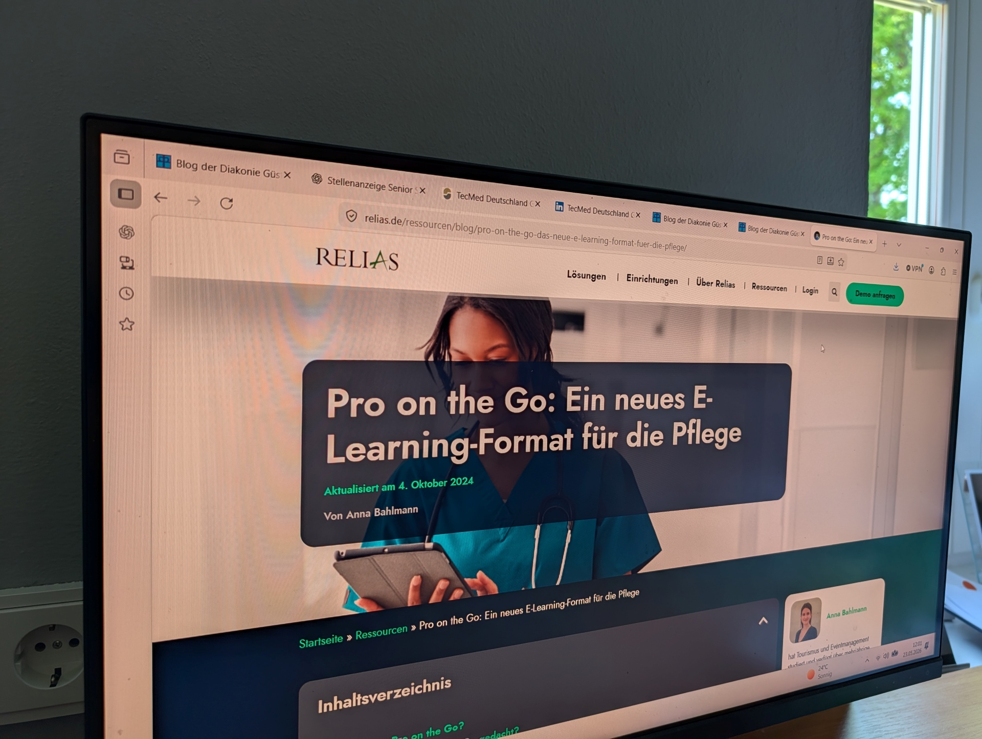 Bildschirm mit Pro-on-the-Go